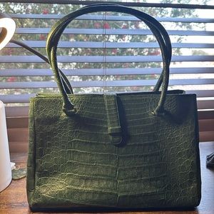 Eileen Kramer Green Alligator Tote Bag